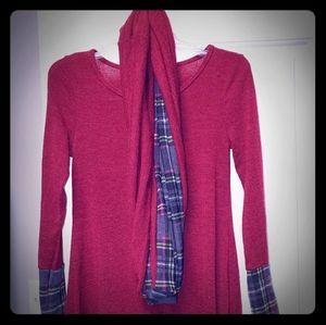 Size small boutique sweater dress with scarf